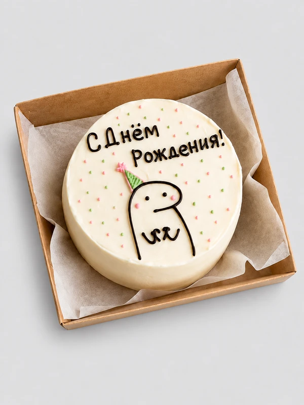 Бенто - торт "С днём рождения, милашка" — Бенто-торт с дизайном как на фото.